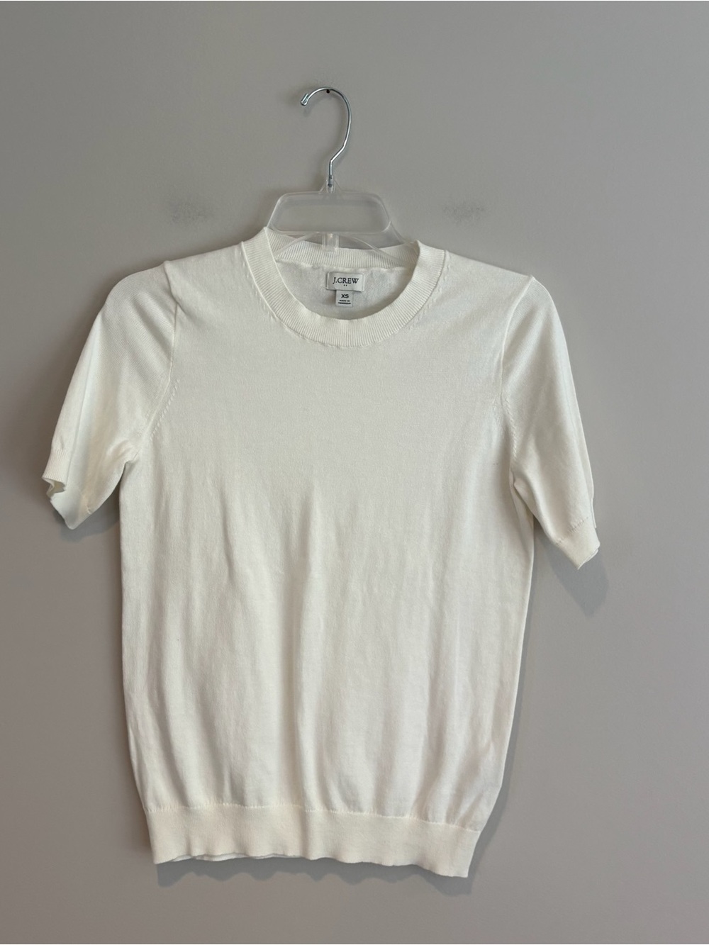 J. Crew Cream Short Sleeve Knit Top 100% Cotton Size XS